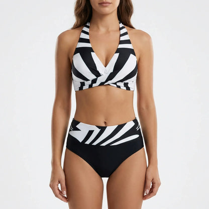 Striped Halterneck Bikini Set - Darla