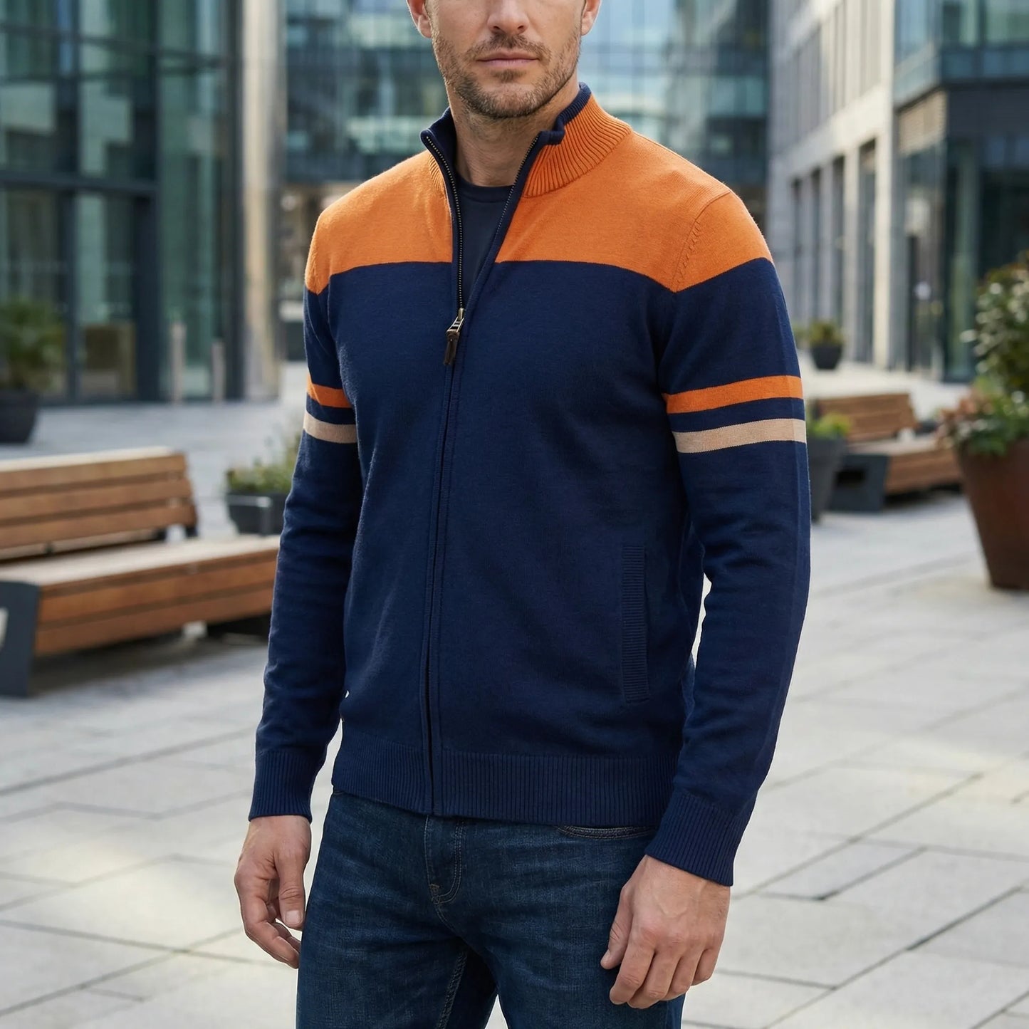 Striped Shoulder Jacket - Ruben