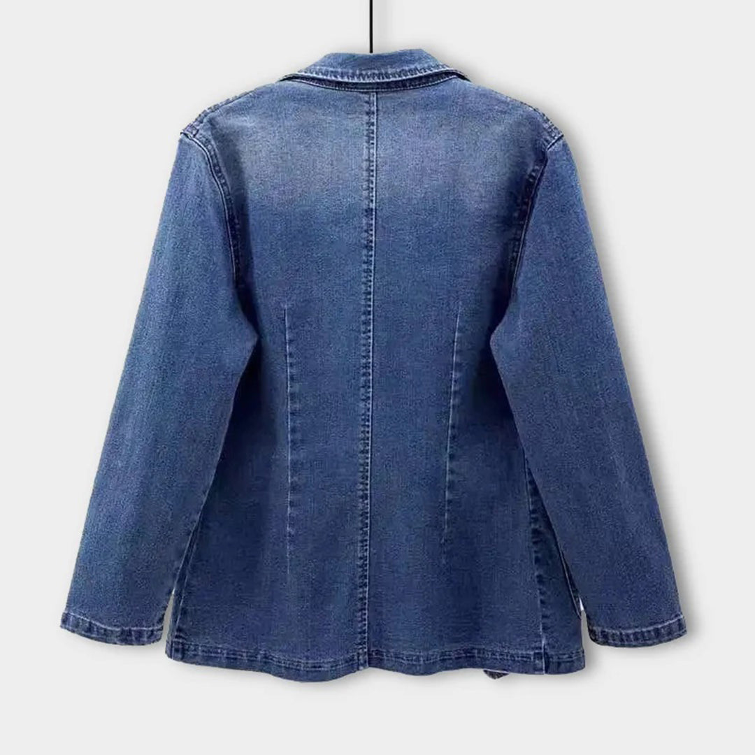 Structured Jean Blazer With Lapel Collar - Alice