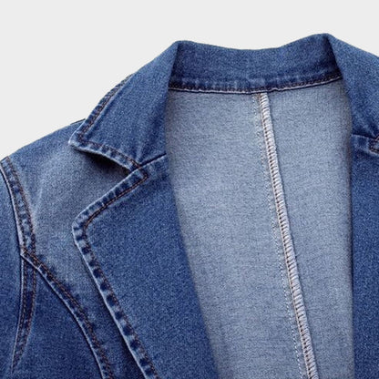 Structured Jean Blazer With Lapel Collar - Alice