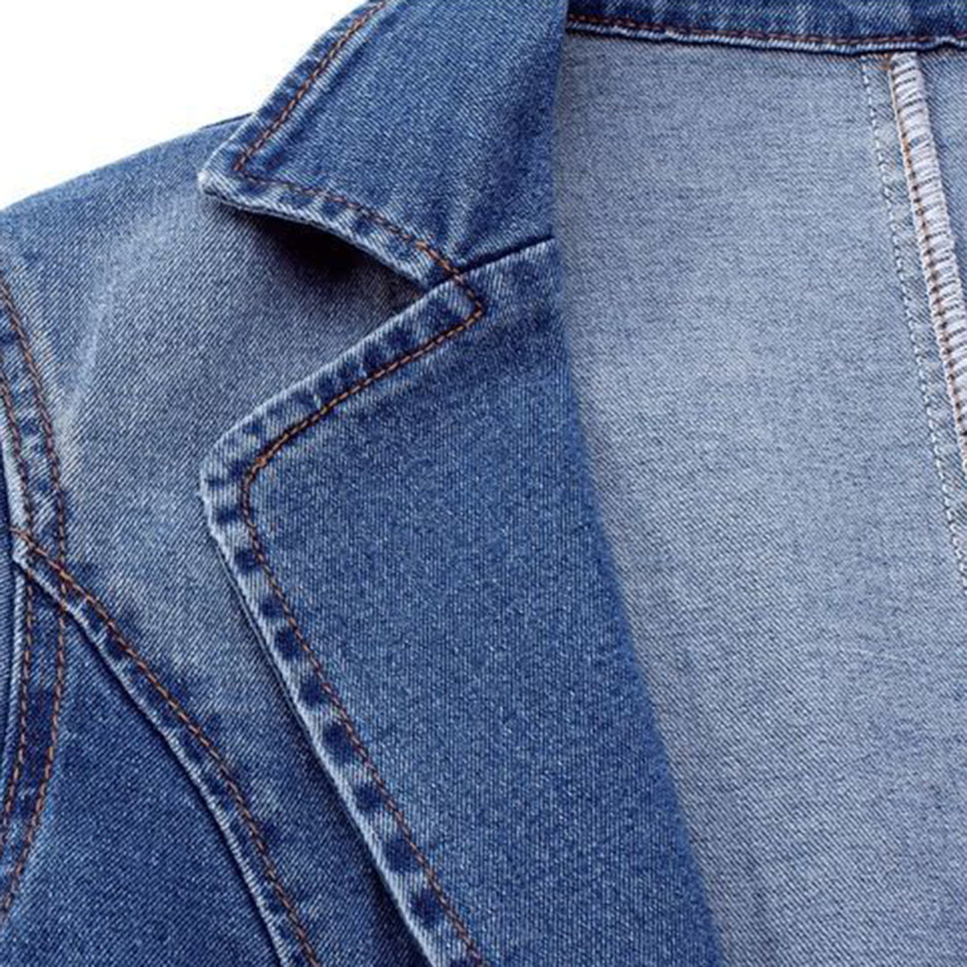 Structured Jean Blazer With Lapel Collar - Alice