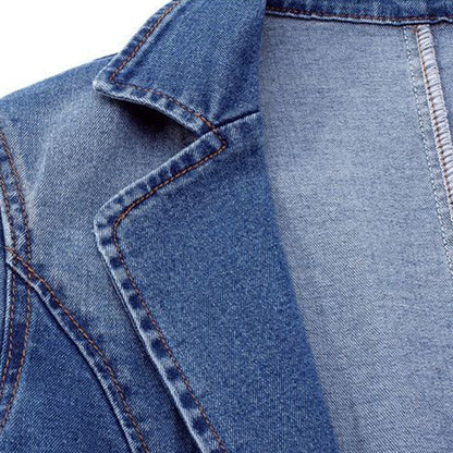 Structured Jean Blazer With Lapel Collar - Alice