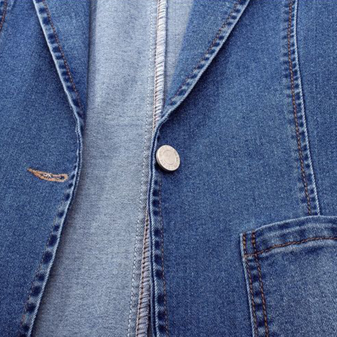 Structured Jean Blazer With Lapel Collar - Alice