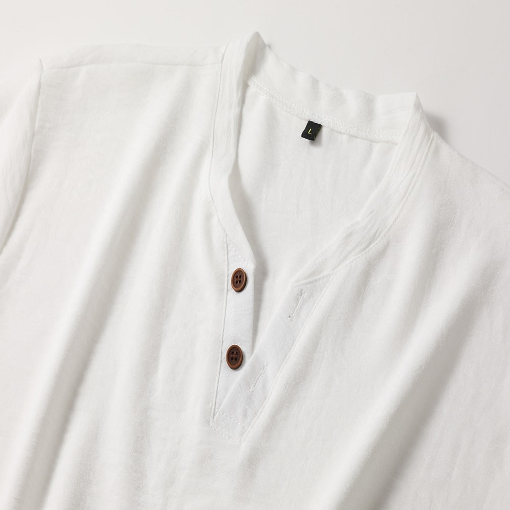 Men's V-Neck T-Shirt | Henley Button Placket & Refined Look 5