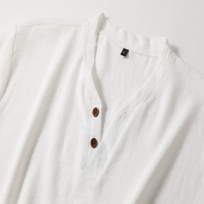 Men's V-Neck T-Shirt | Henley Button Placket & Refined Look 5