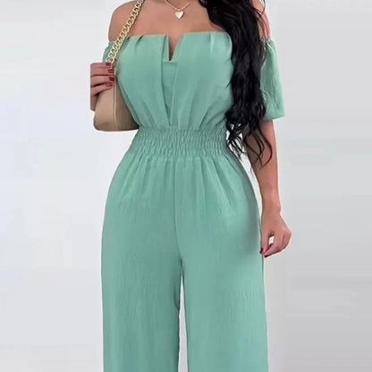 Off-the-shoulder jumpsuit with short sleeves – Lina