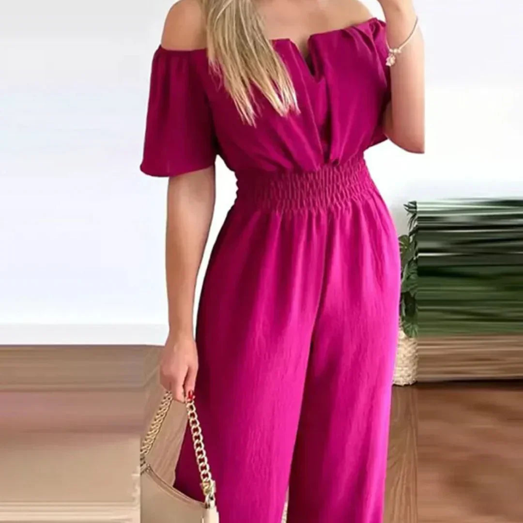 Off-the-shoulder jumpsuit with short sleeves – Lina