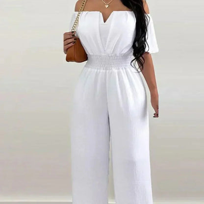 Off-the-shoulder jumpsuit with short sleeves – Lina