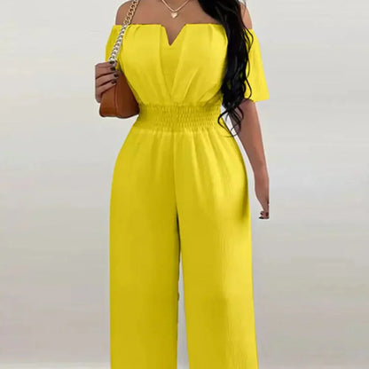 Off-the-shoulder jumpsuit with short sleeves – Lina