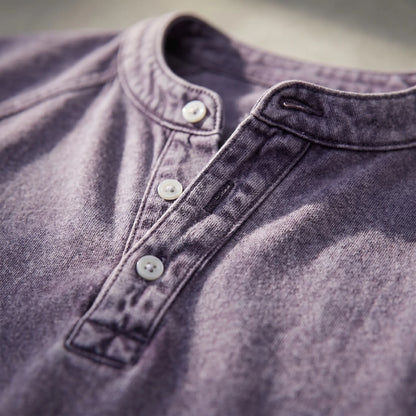 Men's Short-Sleeve Henley | Vintage Washed Button Tee 3