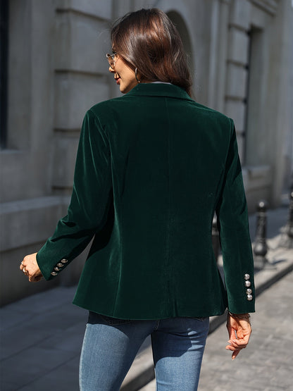Tailored Velvet Blazer With Gold Buttons - Laura