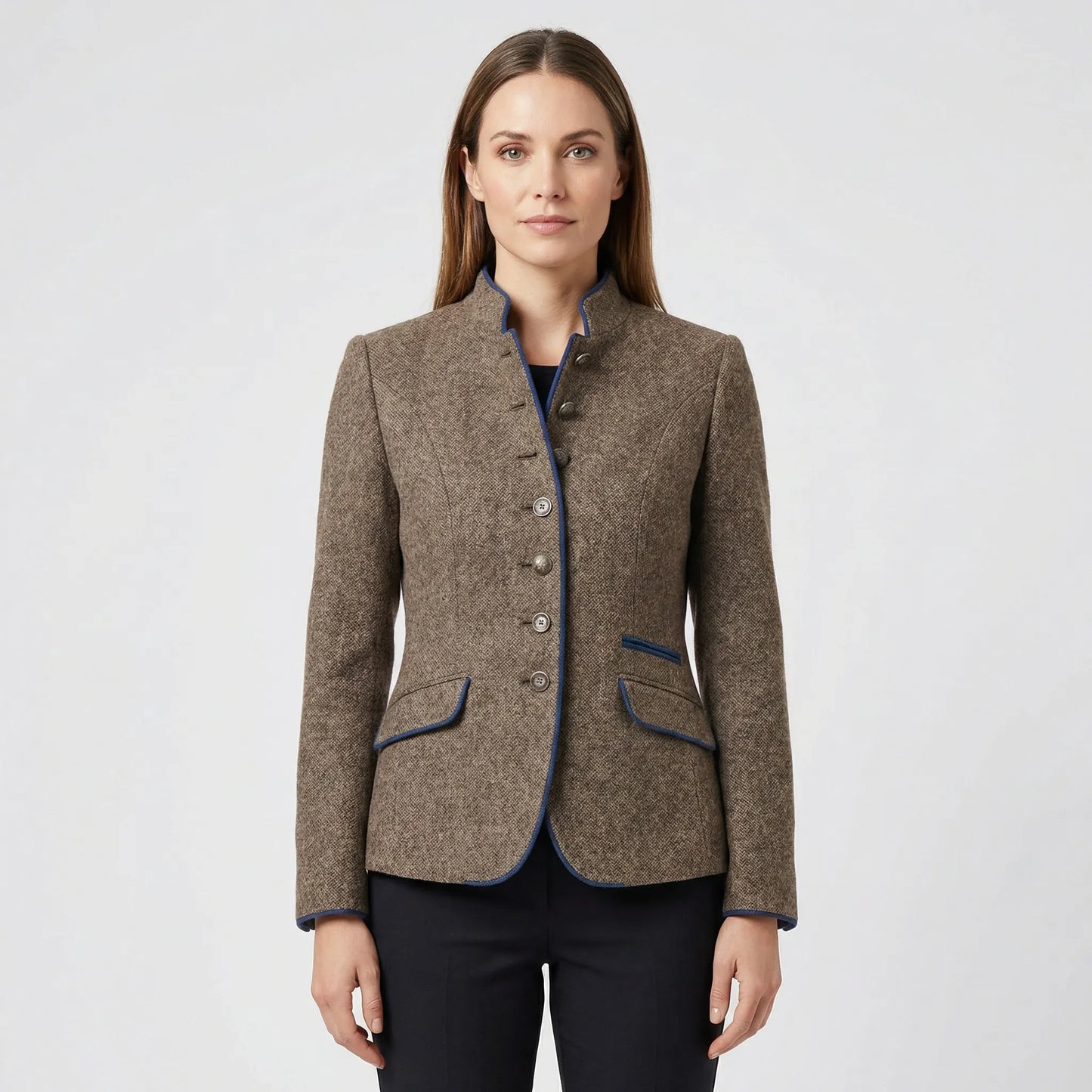Tailored Woman Blazer With Stand Collar - Eliana