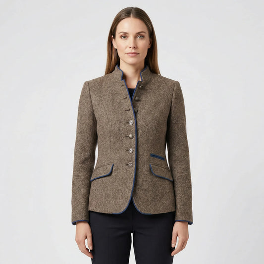 Tailored Woman Blazer With Stand Collar - Eliana