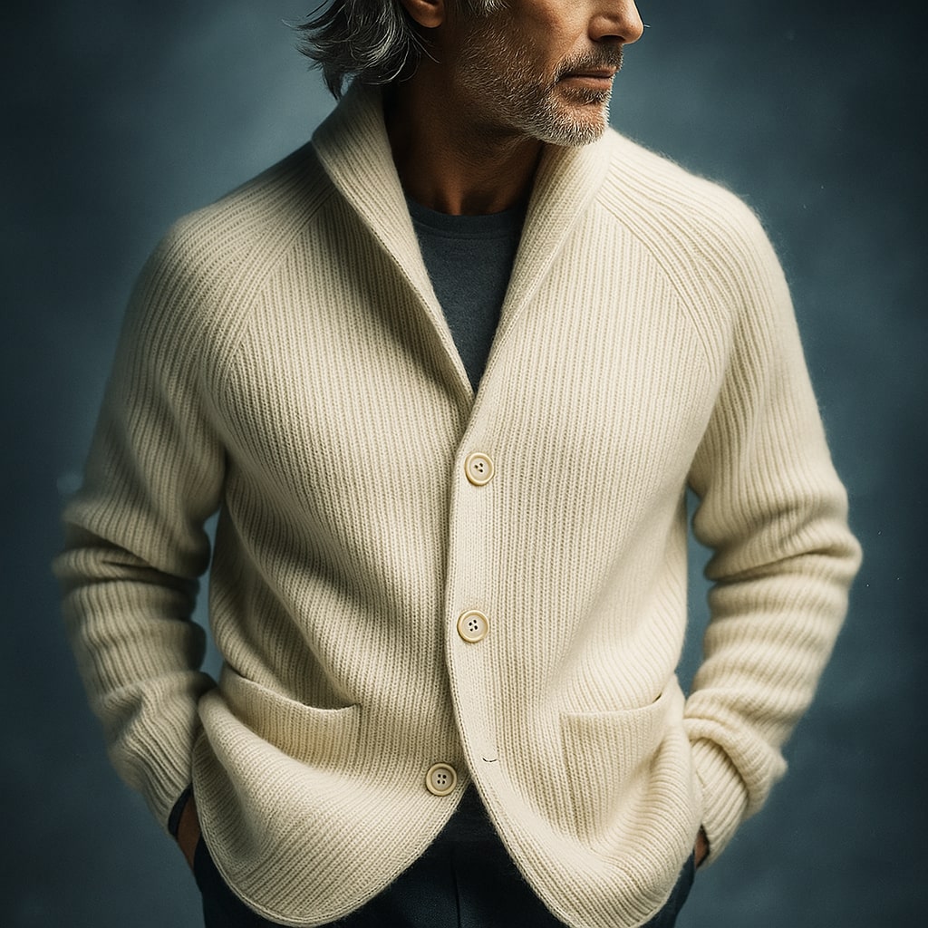 Tapered Shawl Collar Cardigan - Abraham