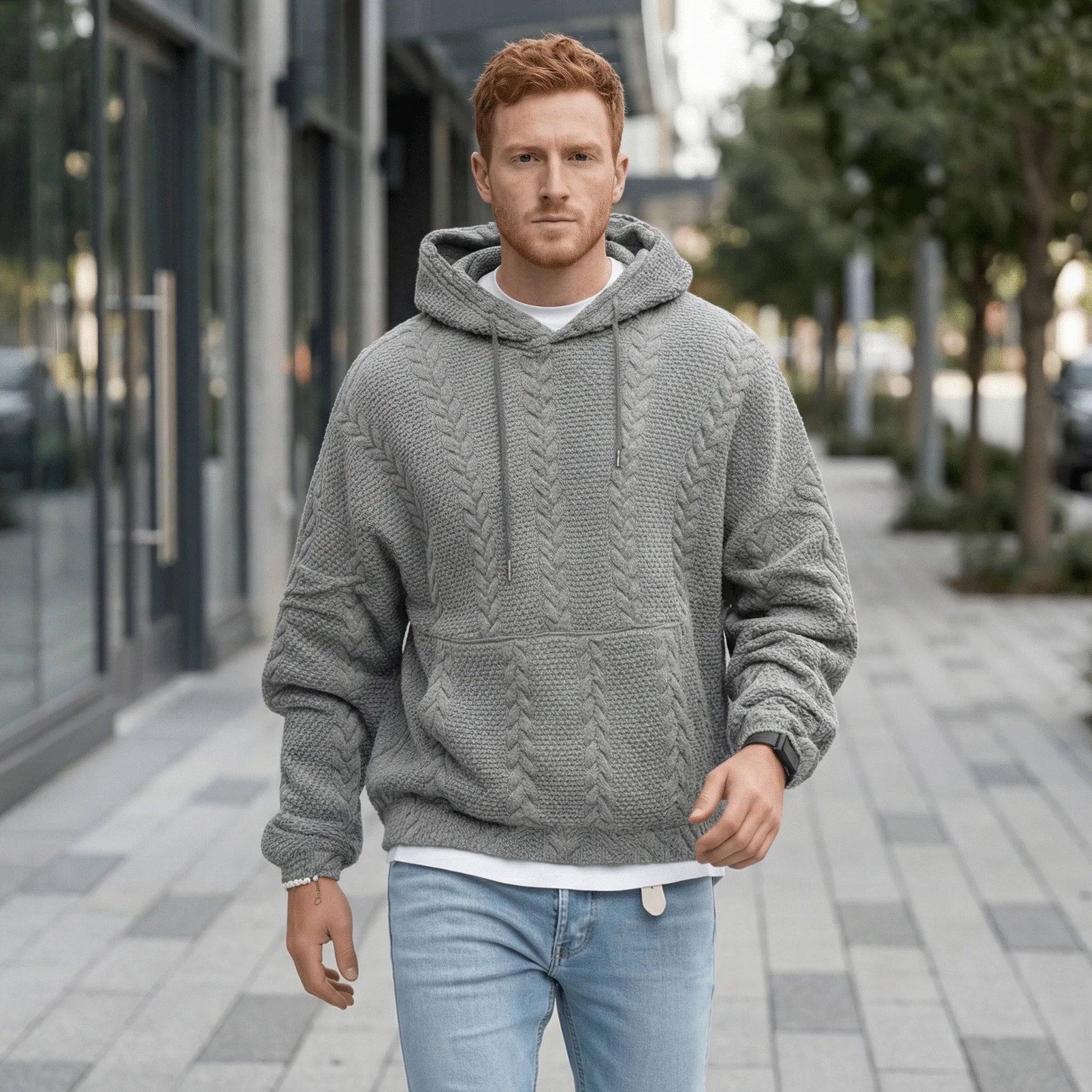 Textured Hooded Jumper - Carlos