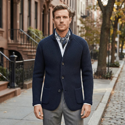 Textured Knitted Cardigan With Long Sleeves - Lennox