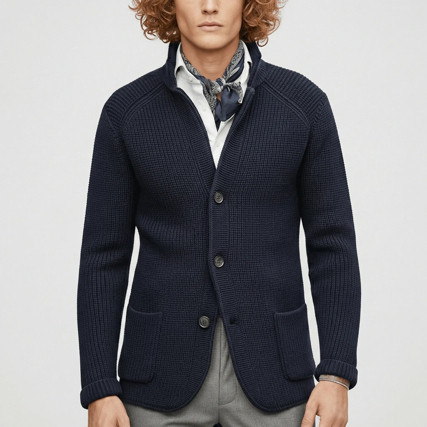 Textured Knitted Cardigan With Long Sleeves - Lennox