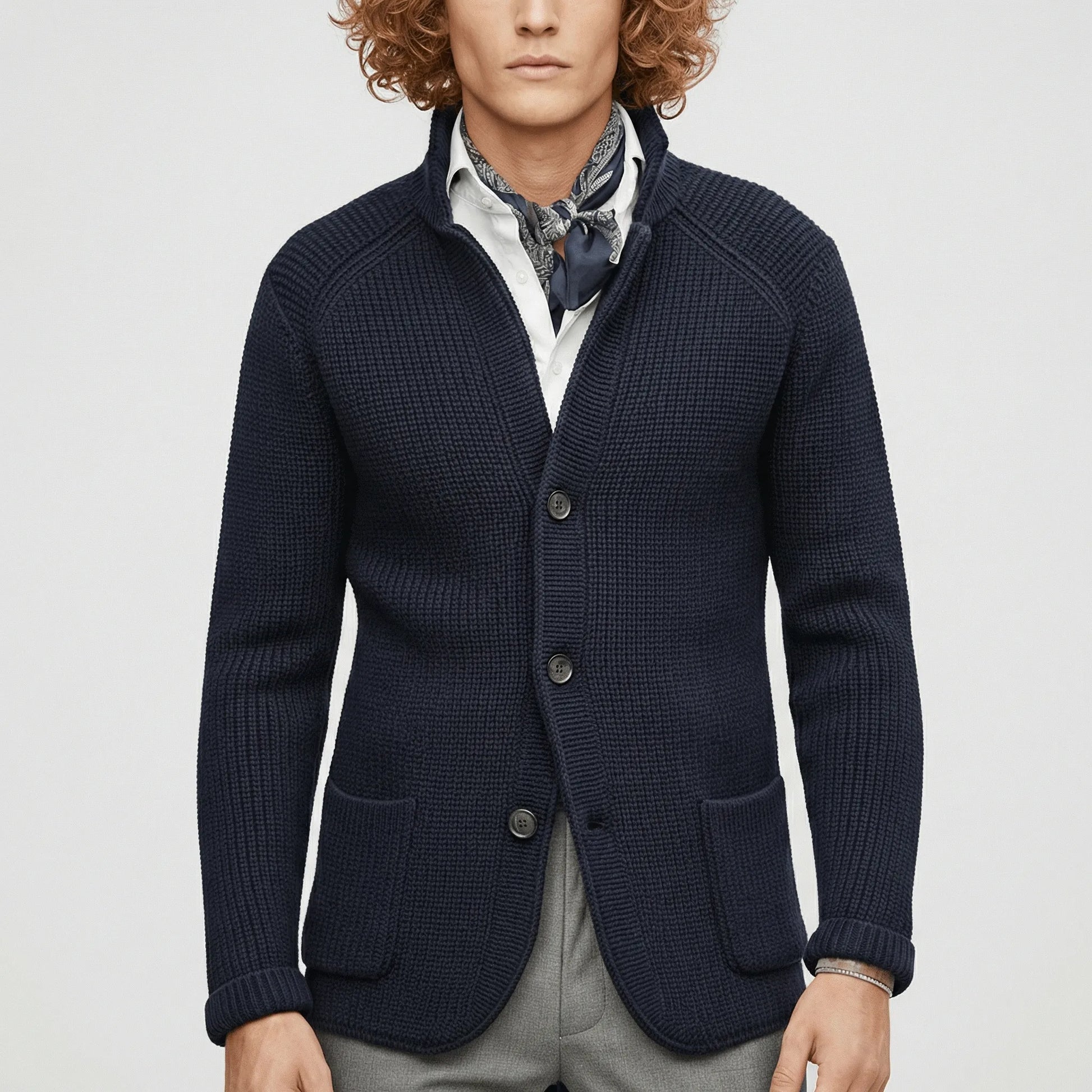 Textured Knitted Cardigan With Long Sleeves - Lennox