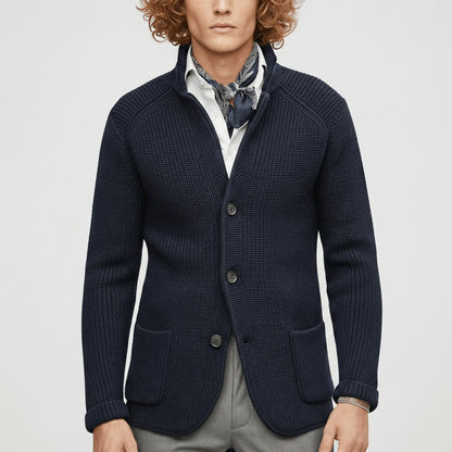 Textured Knitted Cardigan With Long Sleeves - Lennox
