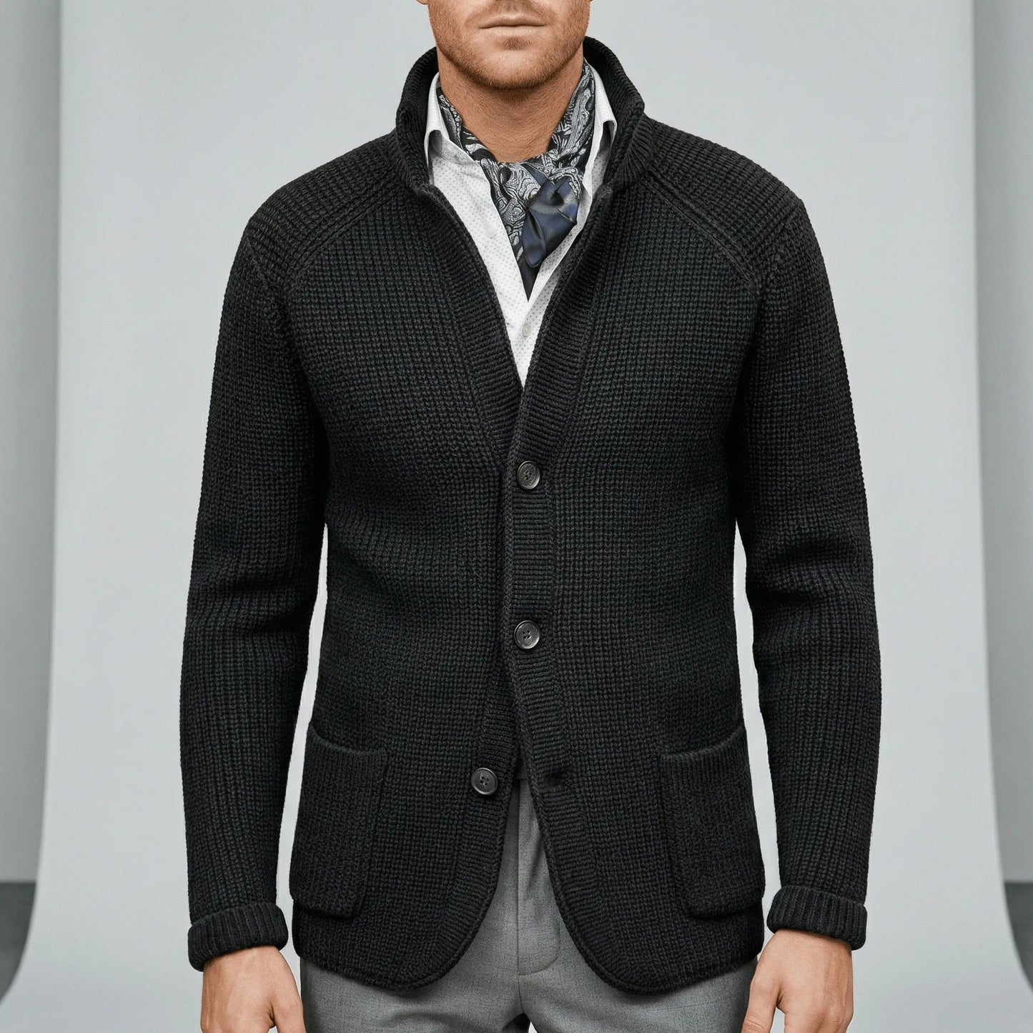 Textured Knitted Cardigan With Long Sleeves - Lennox