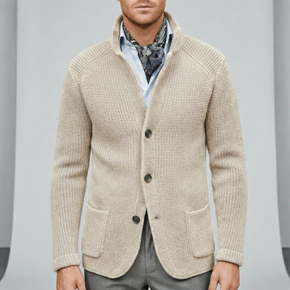 Textured Knitted Cardigan With Long Sleeves - Lennox