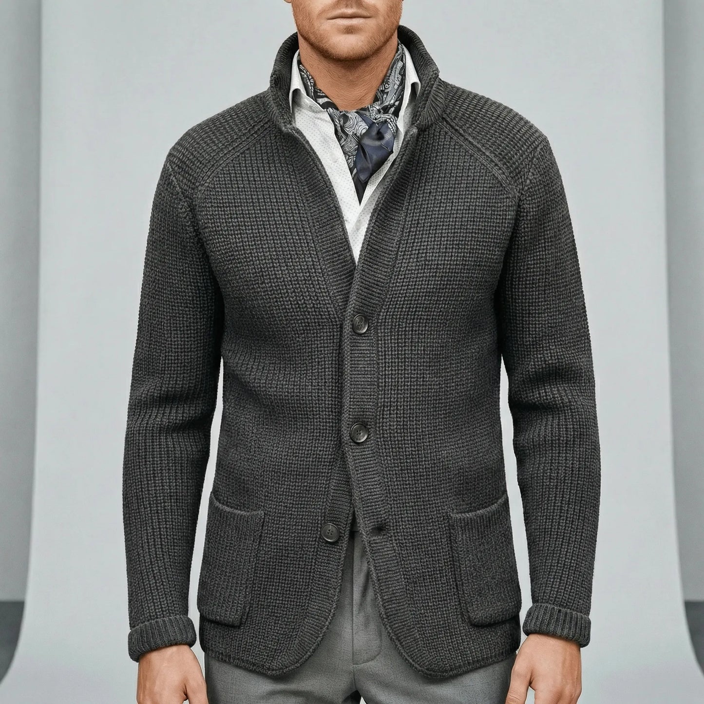 Textured Knitted Cardigan With Long Sleeves - Lennox