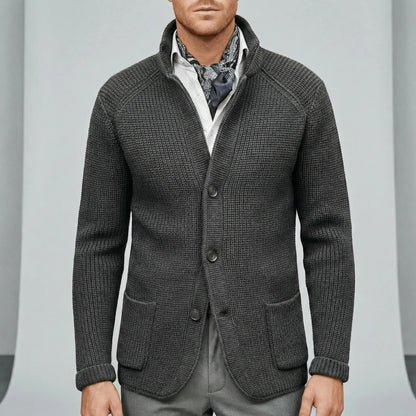 Textured Knitted Cardigan With Long Sleeves - Lennox