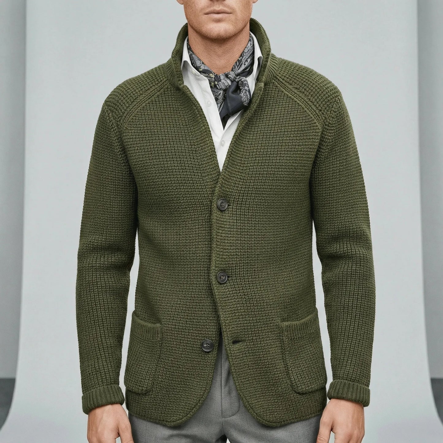 Textured Knitted Cardigan With Long Sleeves - Lennox