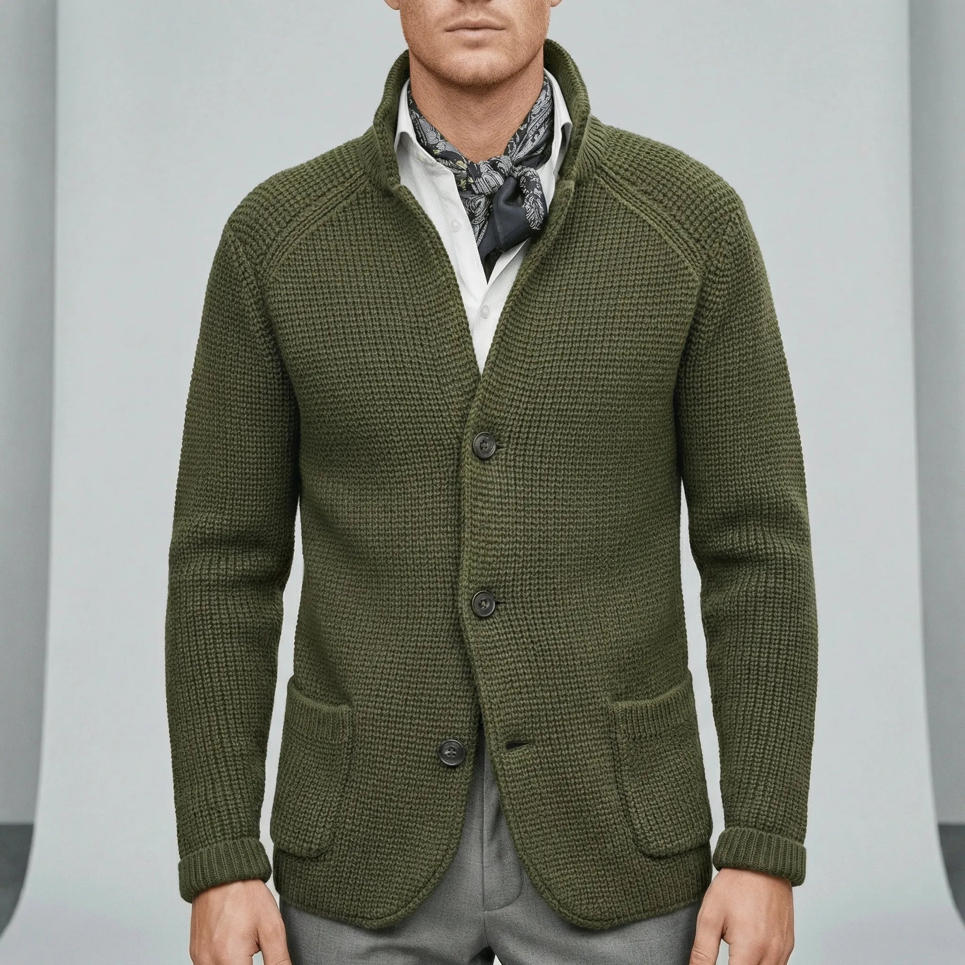 Textured Knitted Cardigan With Long Sleeves - Lennox