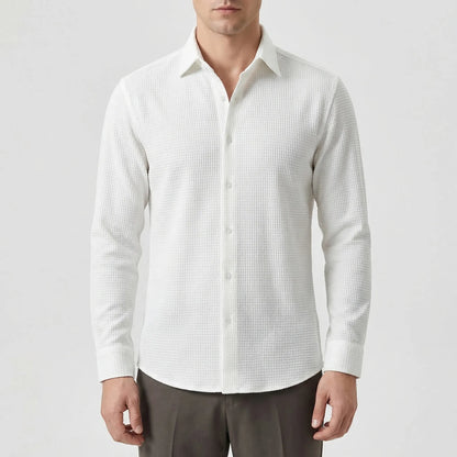 Textured Long-Sleeve Button-Up Shirt - Lester