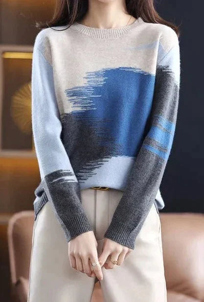 Trendy ladies' jumper with autumn colour gradient – Amaris