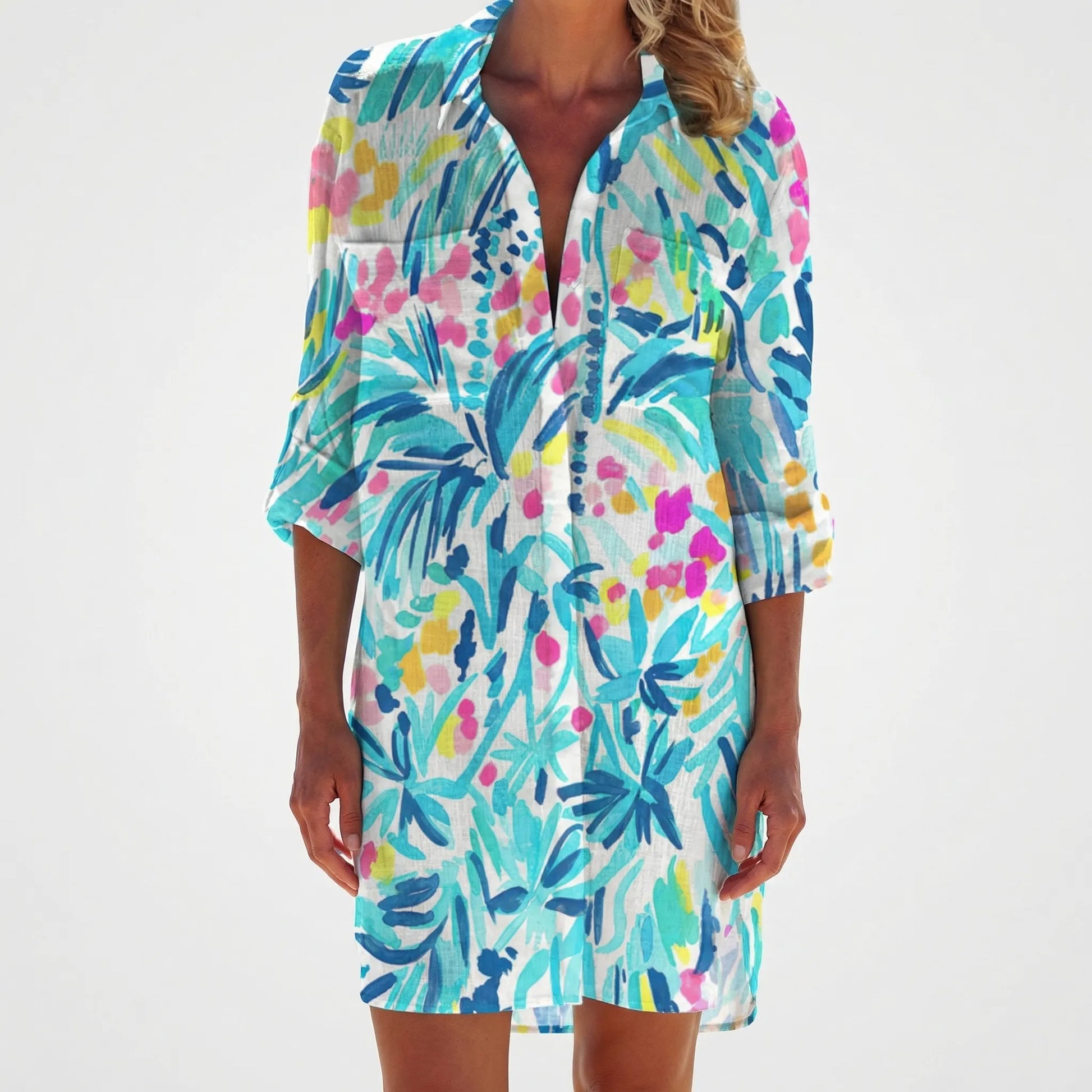 Tie-Dye Print Shirt Dress - Vanessa