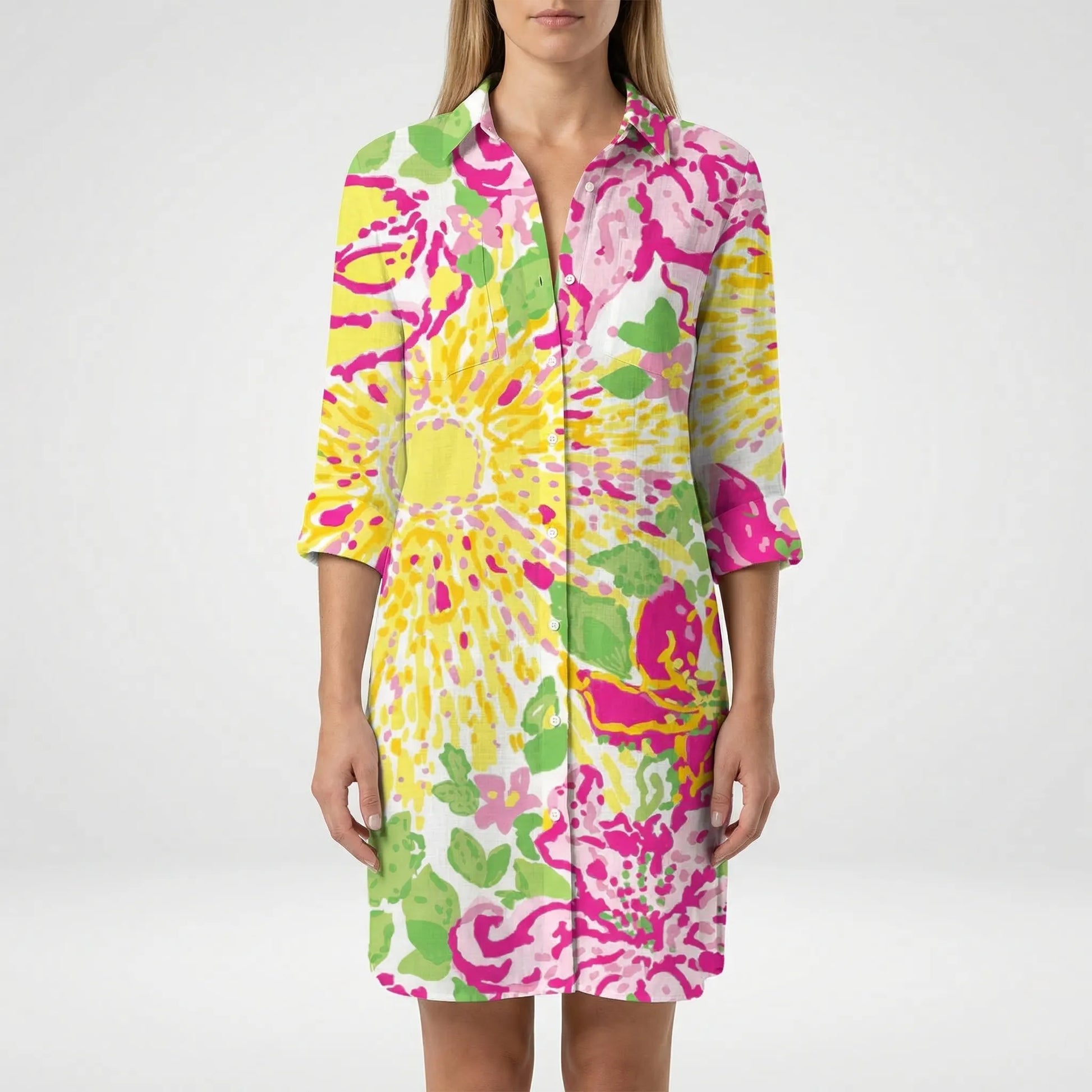 Tie-Dye Print Shirt Dress - Vanessa