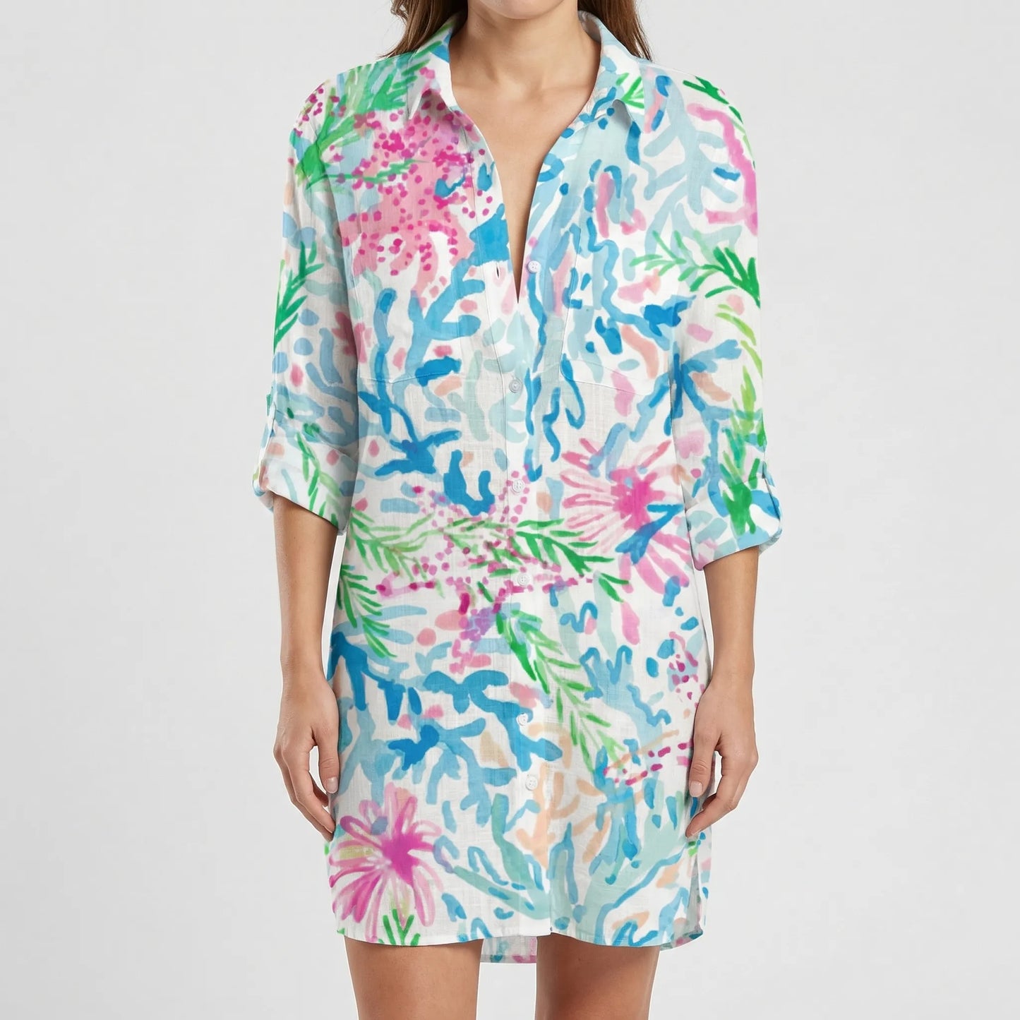 Tie-Dye Print Shirt Dress - Vanessa