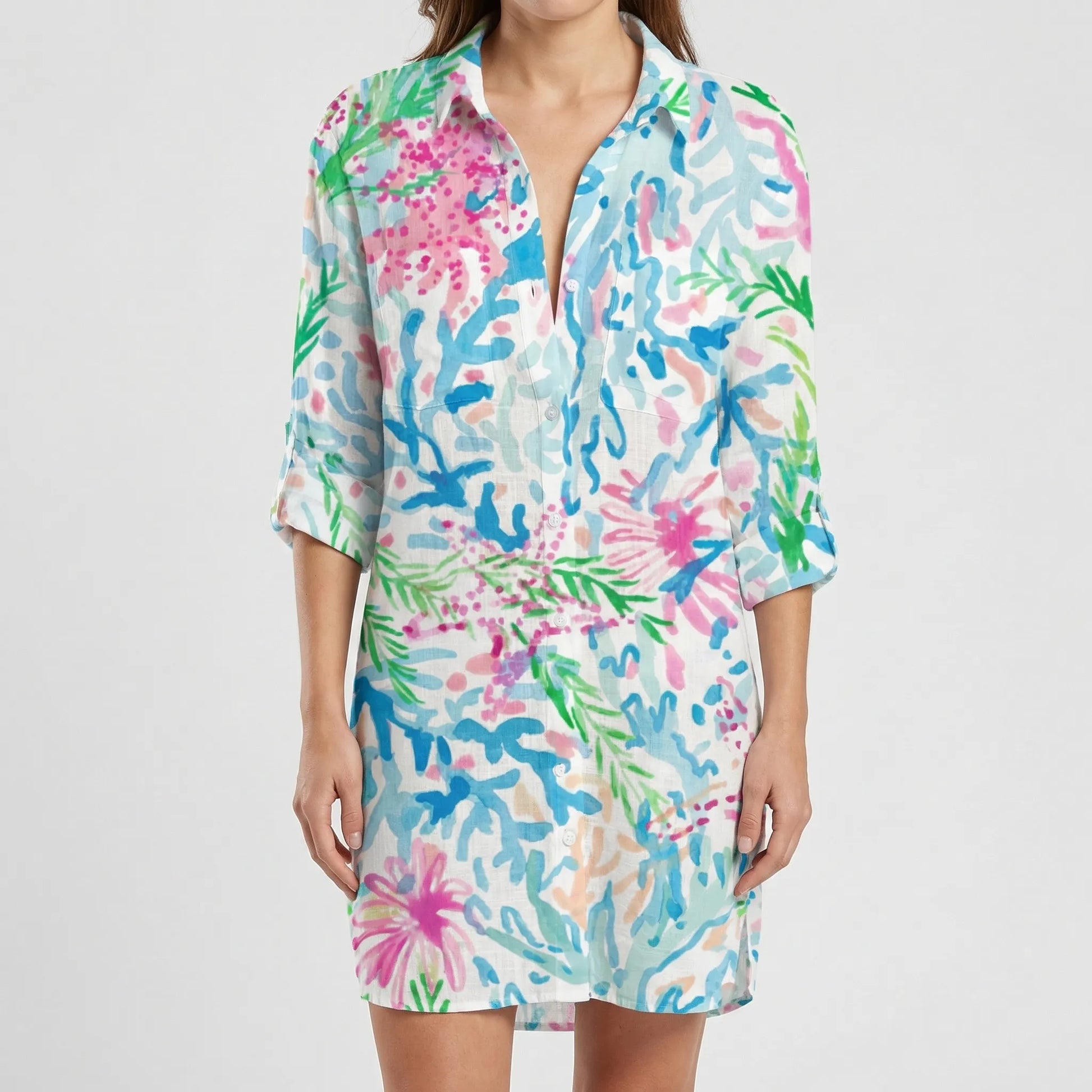 Tie-Dye Print Shirt Dress - Vanessa