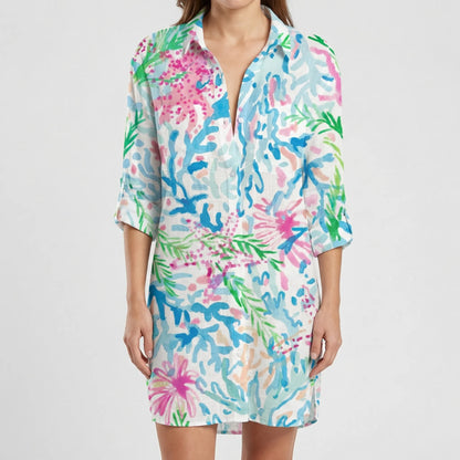 Tie-Dye Print Shirt Dress - Vanessa