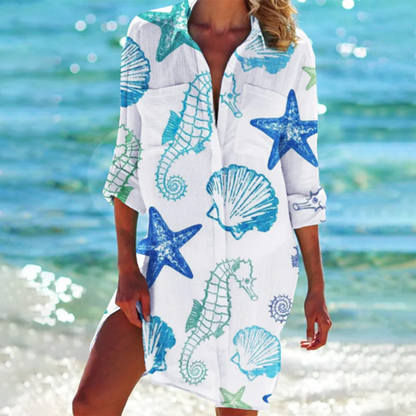 Tie-Dye Print Shirt Dress - Vanessa