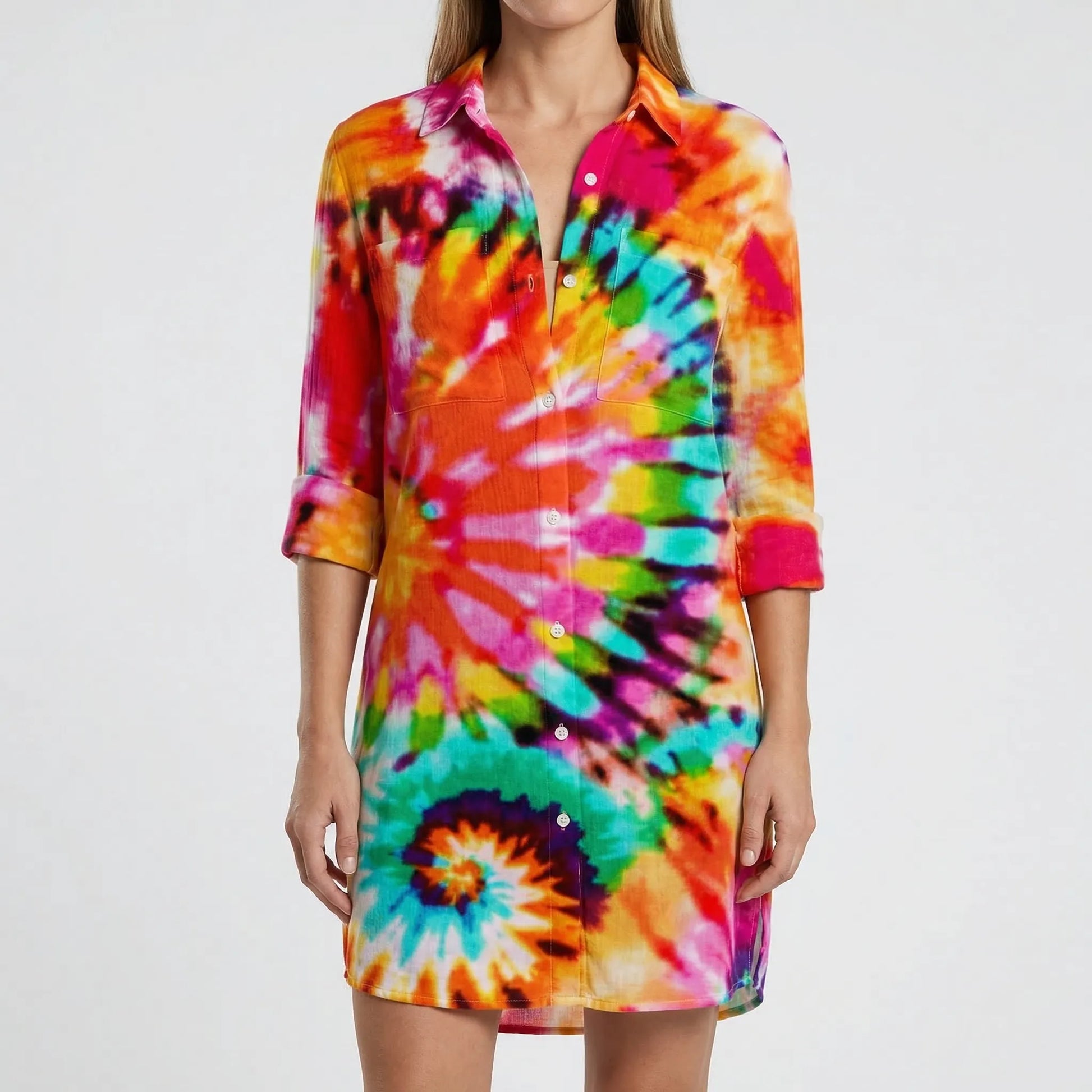 Tie-Dye Print Shirt Dress - Vanessa