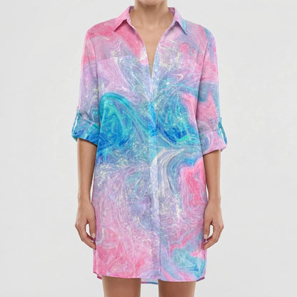Tie-Dye Print Shirt Dress - Vanessa