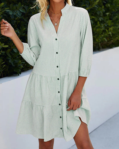 Tiered Ruffle-Hem Shirt Dress - Shelley