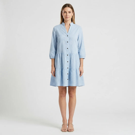 Tiered Ruffle-Hem Shirt Dress - Shelley