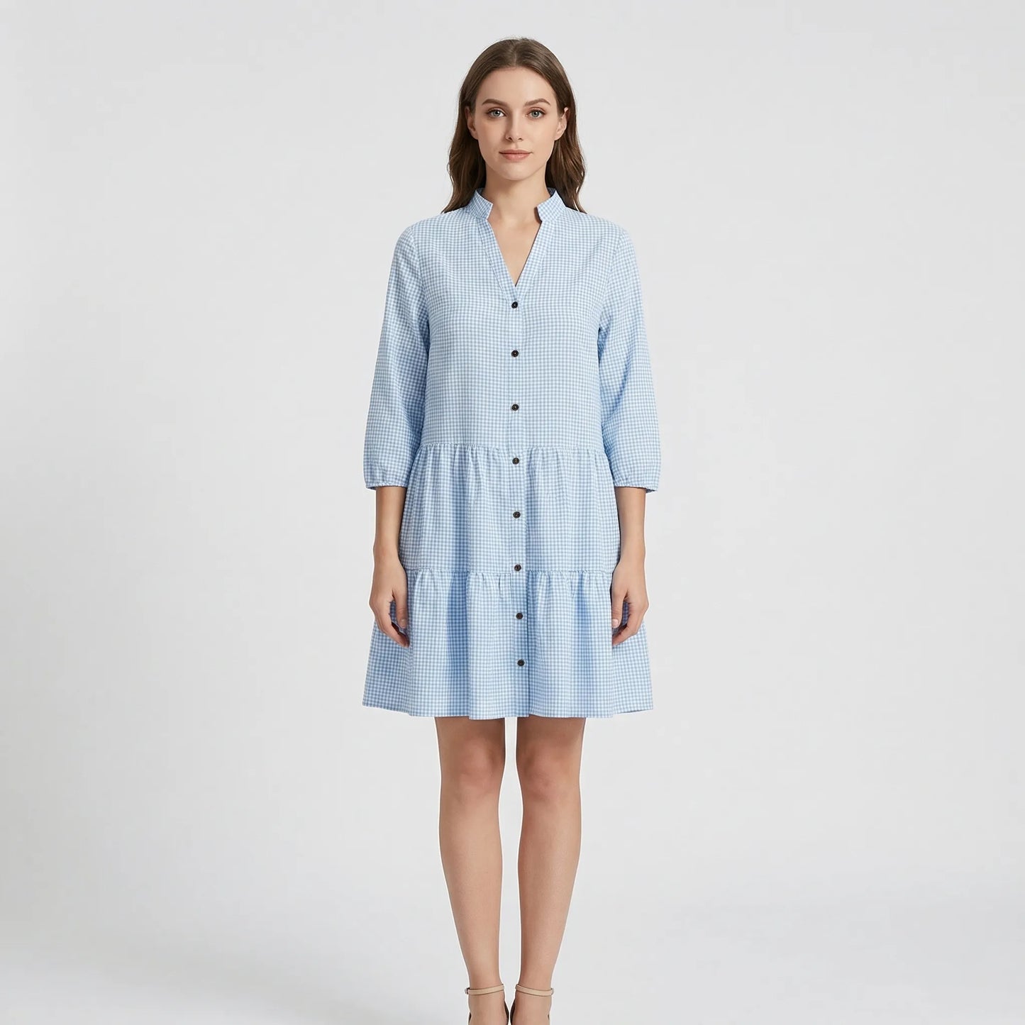 Tiered Ruffle-Hem Shirt Dress - Shelley