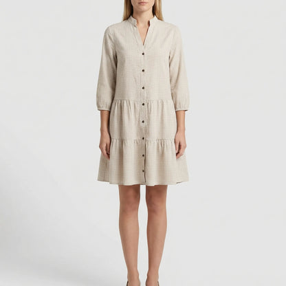 Tiered Ruffle-Hem Shirt Dress - Shelley