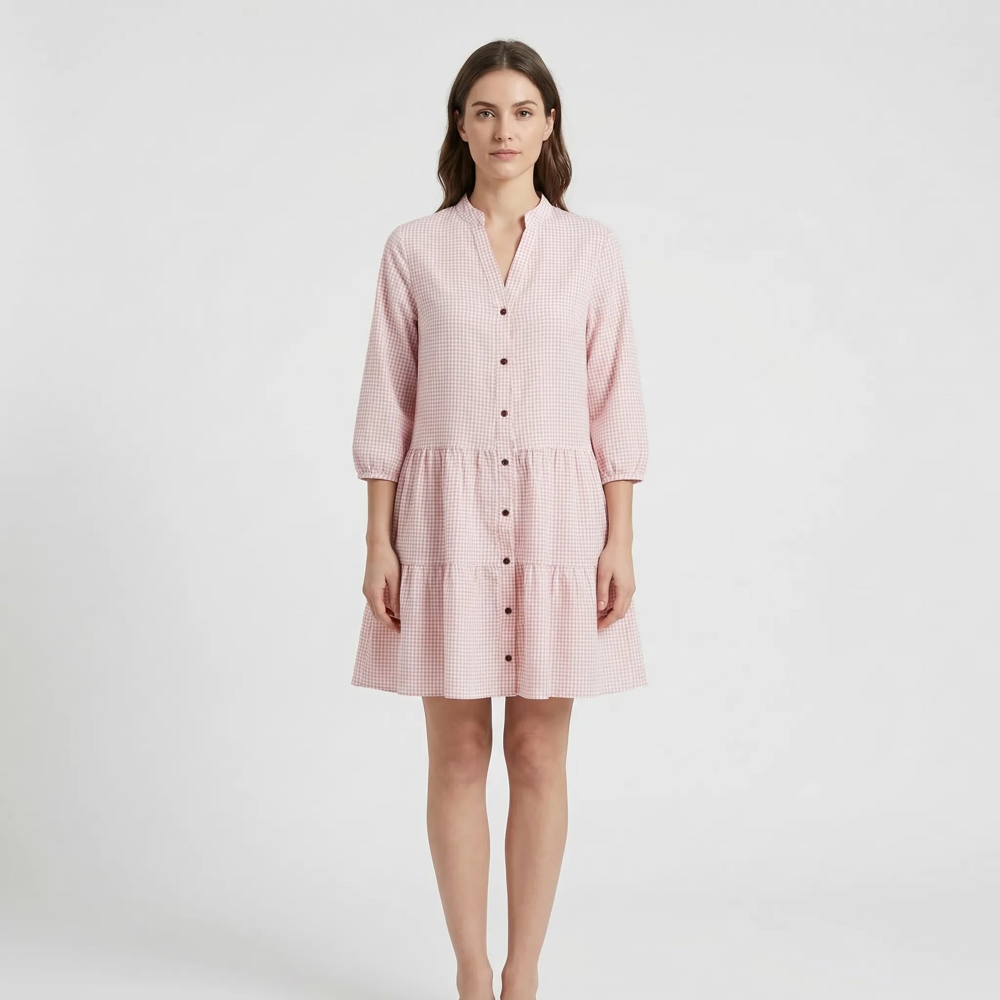 Tiered Ruffle-Hem Shirt Dress - Shelley