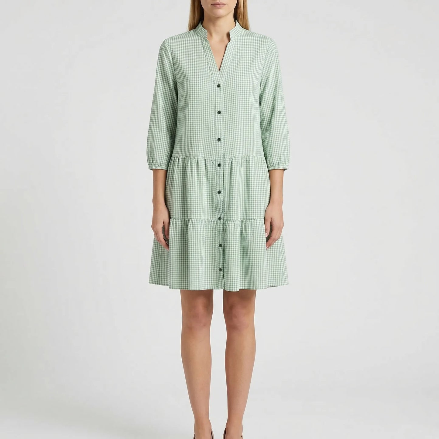 Tiered Ruffle-Hem Shirt Dress - Shelley