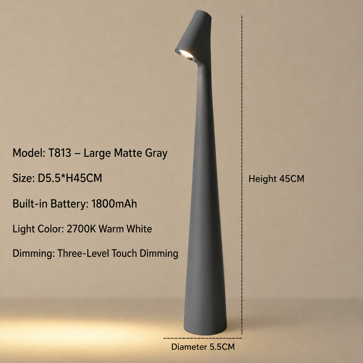 Cordless Designer LED Table Lamp with 3-Level Touch Dimming 21