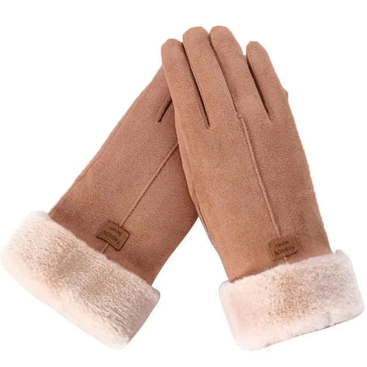 Touchscreen-Compatible Winter Gloves With Plush Trim - Debra