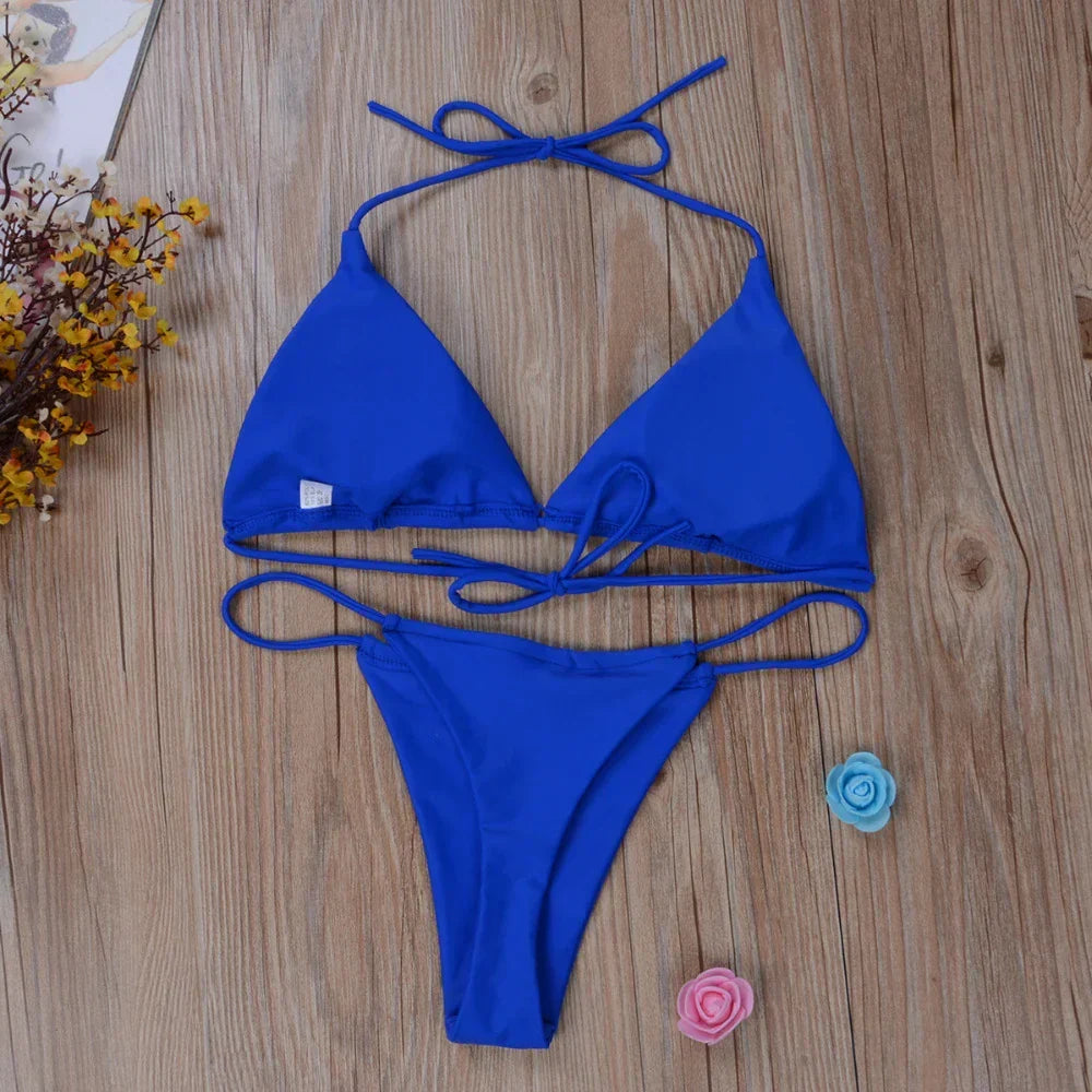 Triangle Top String Bikini Set - Tracy