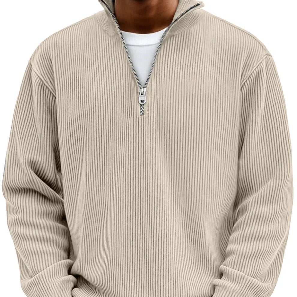 Men's Sweater | Ribbed Half-Zip Long Sleeve Pullover 7