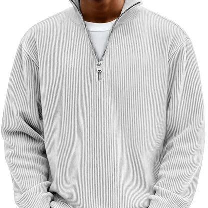 Men's Sweater | Ribbed Half-Zip Long Sleeve Pullover 10